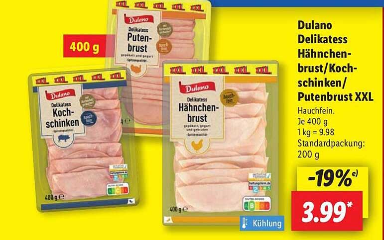 Dulano Delikatess Hähnchenbrust/Kochschinken/Putenbrust XXL 400 g