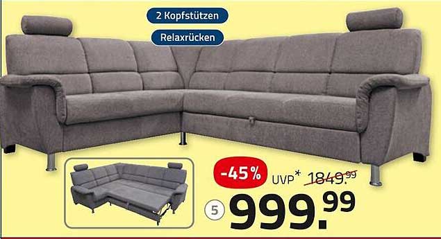 Ecksofa mit Relaxrücken und 2 Kopfteilen - Jetzt zugreifen!
