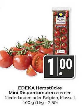 EDEKA Herzstücke Mini Rispentomaten aus den Niederlanden oder Belgien, Klasse I, 400 g