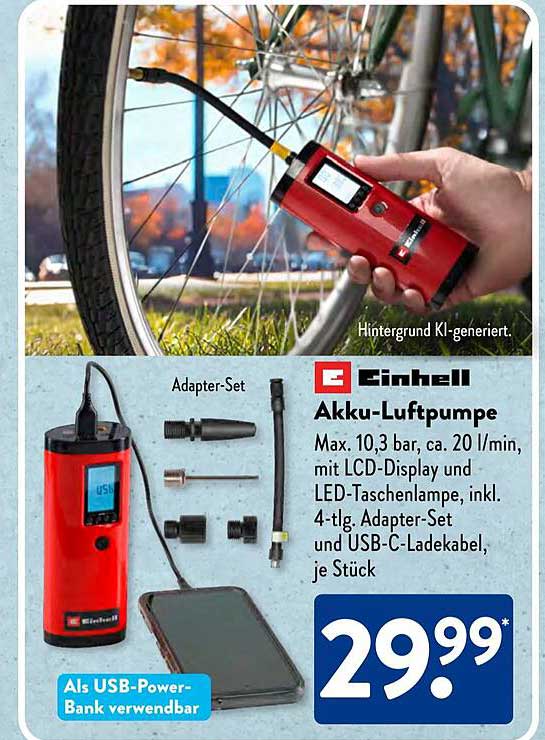 Einhell Akku-Luftpumpe mit Adapter-Set
