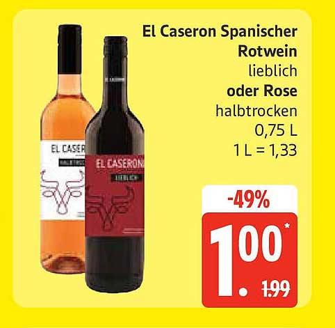 El Caserón Spanischer Rotwein lieblich oder Rose halbtrocken 0,75 L