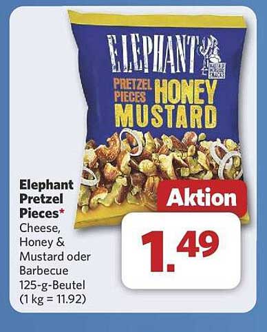 Elephant Pretzel Pieces - Honey Mustard oder Barbecue 125-g-Beutel