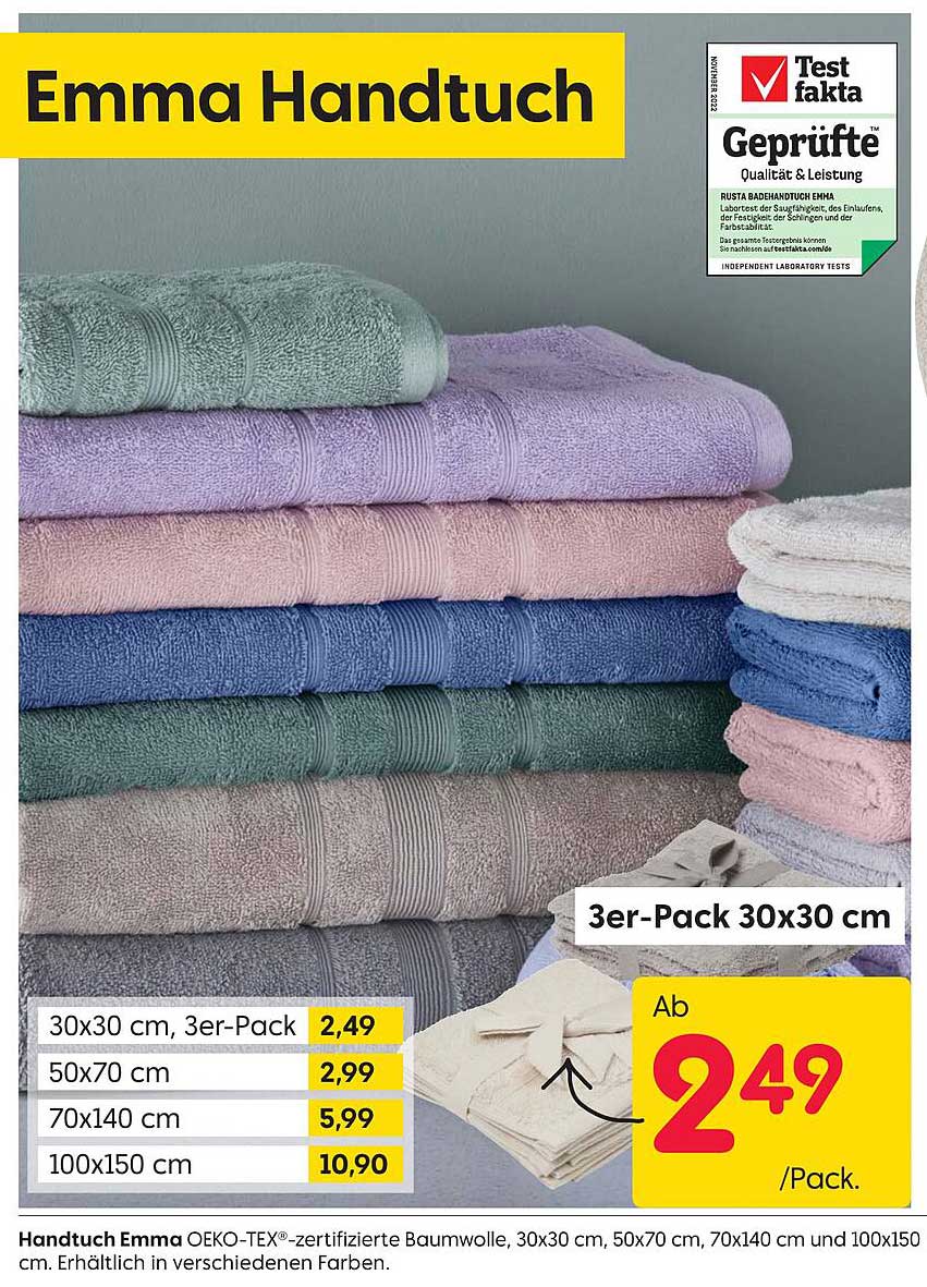 Emma Handtuch 3er-Pack 30x30 cm