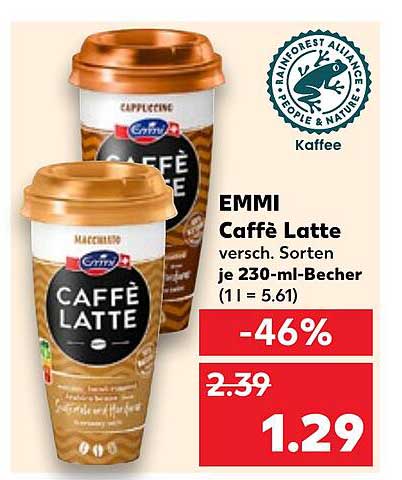EMMI Caffè Latte - Verschiedene Sorten je 230-ml-Becher