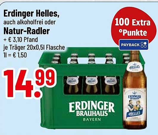 Erdinger Helles, auch alkoholfrei oder Natur-Radler