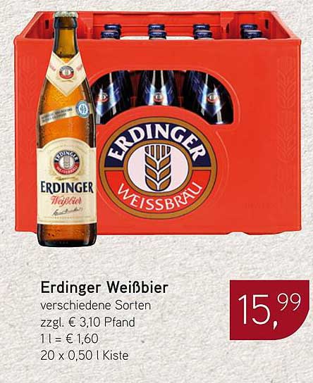 Erdinger Weißbier - Verschiedene Sorten im Kasten