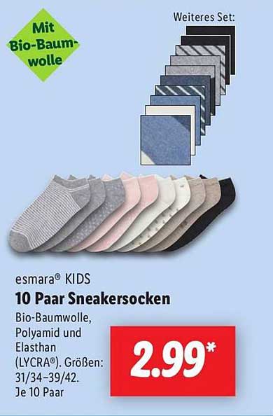 esmarа® KIDS 10 Paar Sneakersocken