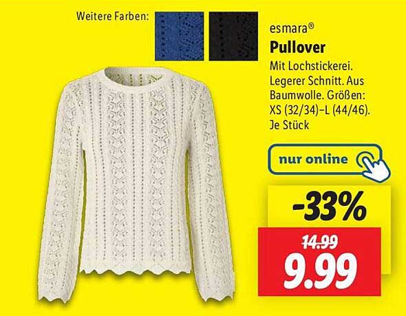 esmarad® Pullover mit Lochstickerei und legere Schnitt - jetzt nur 9,99 €