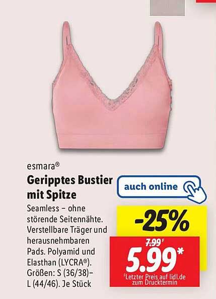 esmarar® Geripptes Bustier mit Spitze