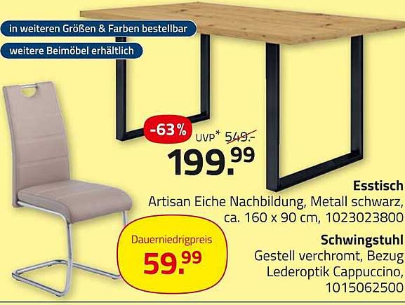 Esstisch und Schwingstuhl im Set