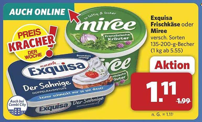 Exquisa Frischkäse oder Miree - Aktionspreis!