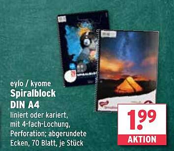 eylo / kyome Spiralblock DIN A4 – linierte oder karierte Variante