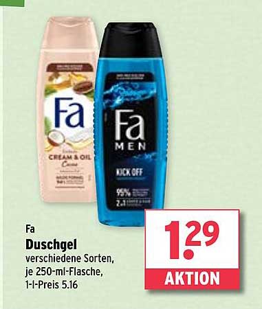 Fa Duschgel verschiedene Sorten, je 250-ml-Flasche, 1-1-Preis 5.16