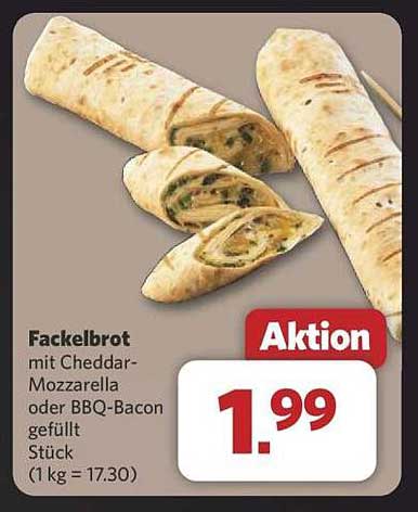 Fackelbrot mit Cheddar-Mozzarella oder BBQ-Bacon gefüllt