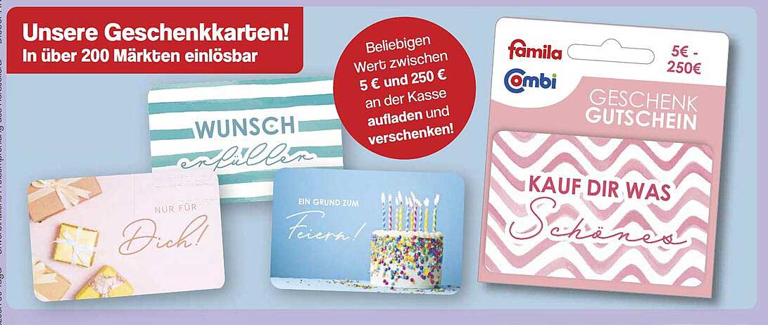Famila Geschenk-Gutschein - Wert zwischen 5 € und 250 €