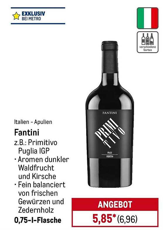 FANTINI PRIMITIVO PUGLIA IGP (0,75 l-Flasche)