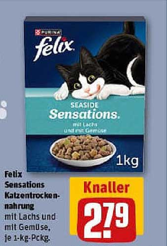 Felix Sensations Katzen-Trocken-Nahrung mit Lachs und Gemüse, 1 kg