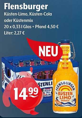 Flensburger Küsten-Limo, Küsten-Cola oder Küstenmix 20 x 0,33 L