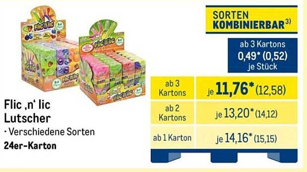 Flic'n'lic Lutscher – Verschiedene Sorten im 24er-Karton