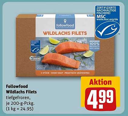 Followfood Wildlachs Filets tiefgefroren, je 200-g-Pckg.