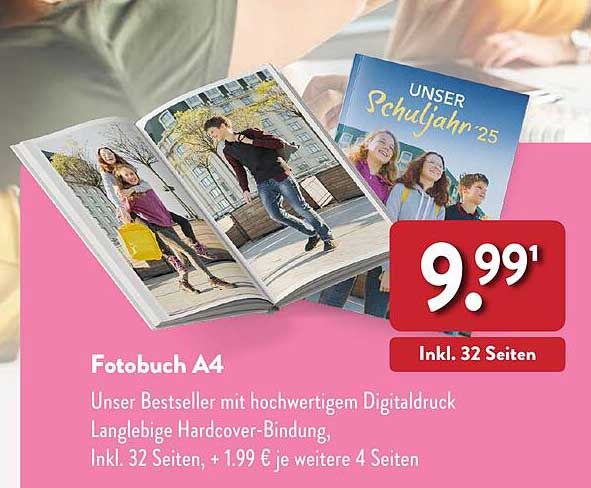 Fotobuch A4 - Unser Bestseller mit hochwertigem Digitaldruck