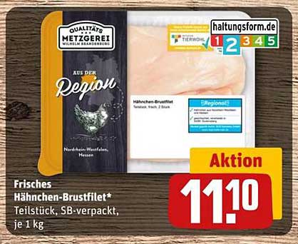 Frisches Hähnchen-Brustfilet, Teilstück, SB-verpackt, je 1 kg