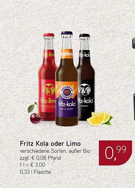 Fritz Kola oder Limo – Verschiedene Sorten