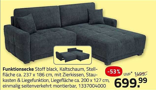 Funktionssecke Stoff black mit Liegefunktion