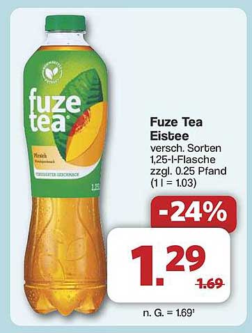 Fuze Tea Eistee 1,25-Liter-Flasche in verschiedenen Sorten