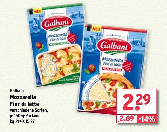 Galbani Mozzarella Fior di latte 150-g-Packung