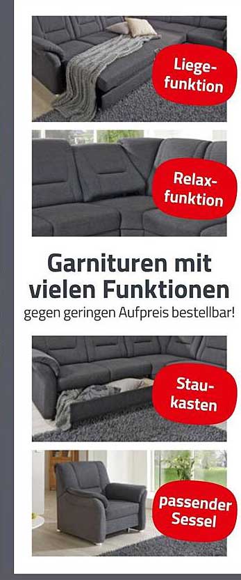 Garnituren mit vielen Funktionen gegen geringen Aufpreis bestellbar!