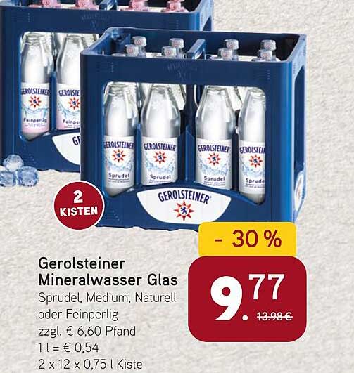 Gerolsteiner Mineralwasser Glas - Sprudel, Medium, Naturell oder Feinperl