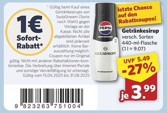 Getränkesirup von SodaStream - Verschiedene Sorten in 440-ml-Flasche