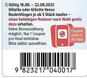 Gillette oder Gillette Venus Rasierklingen - Kauf 5, erhalte einen Rasierer gratis!