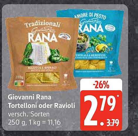Giovanni Rana Tortelloni oder Ravioli - verschiedene Sorten