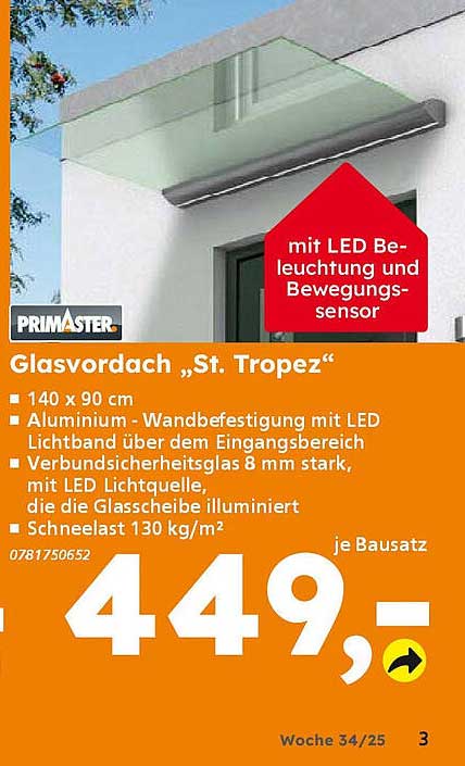 Glasvordach „St. Tropez“