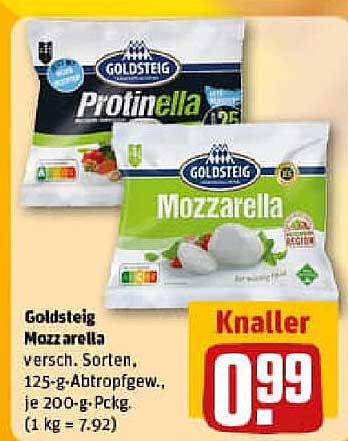 Goldsteig Mozzarella 125-g-Abtropfgew., verschiedene Sorten