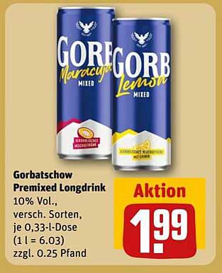 Gorbatschow Premixed Longdrink – Verschiedene Sorten