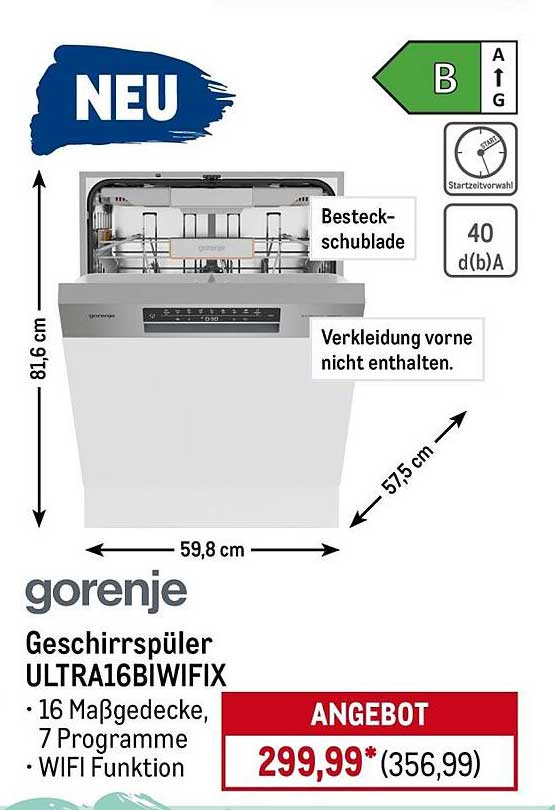 gorenje Geschirrspüler ULTRA16BIWIFIX