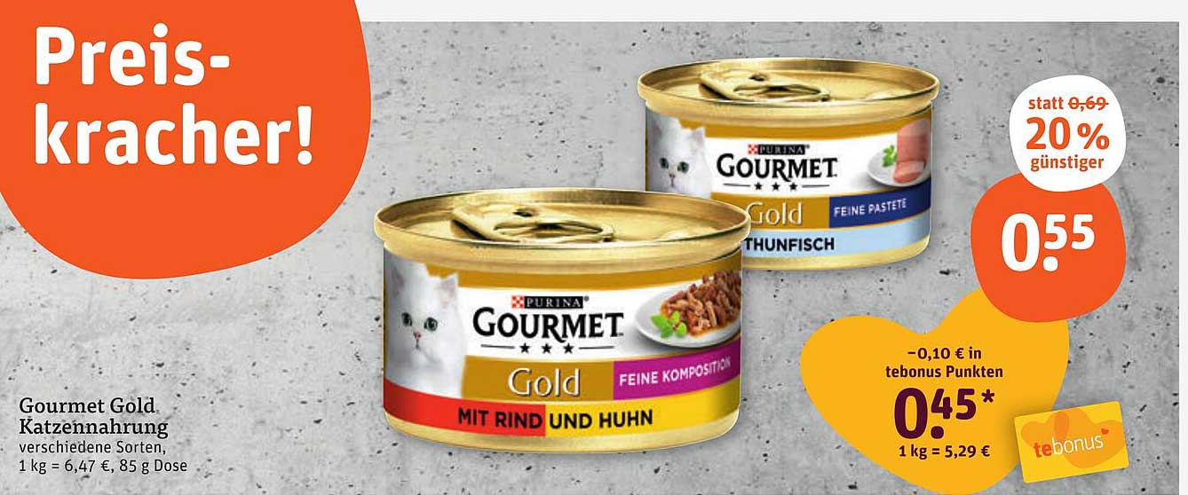 Gourmet Gold Katzennahrung in verschiedenen Sorten