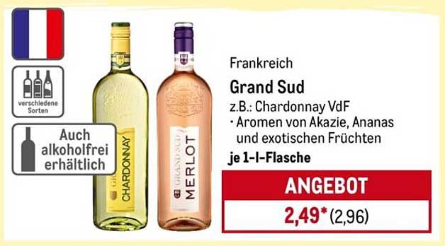 Grand Sud Weißwein oder Rosé, je 1-L-Flasche