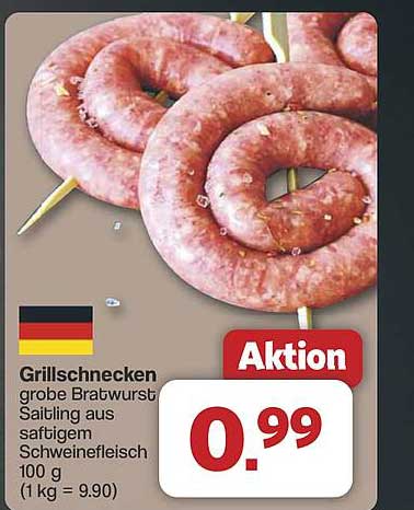 Grillschnecken - Grobe Bratwurst aus saftigem Schweinefleisch