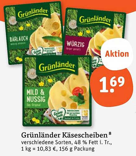 Grünländer Käsescheiben - verschiedene Sorten