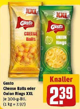 Gusto Cheese Balls oder Onion Rings XXL