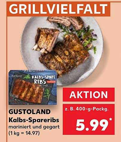 GUSTOLAND Kalbs-Spareribs mariniert und gegart (1 kg = 14,97)