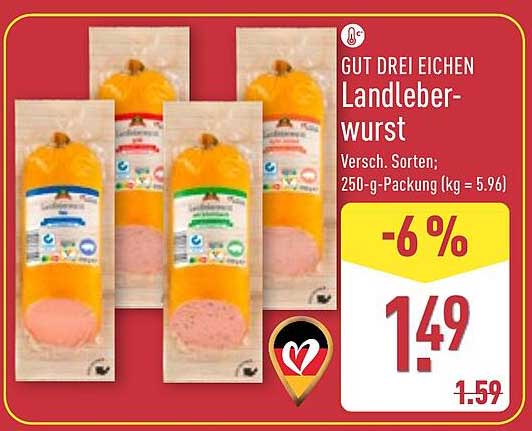GUT DREI EICHEN Landeberwurst 250-g-Packung