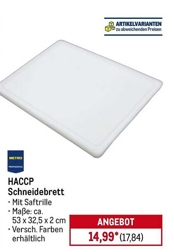 HACCP Schneidebrett mit Saftrille