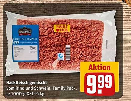 Hackfleisch gemischt vom Rind und Schwein, Family Pack, je 1000-g-XXL-Pckg.