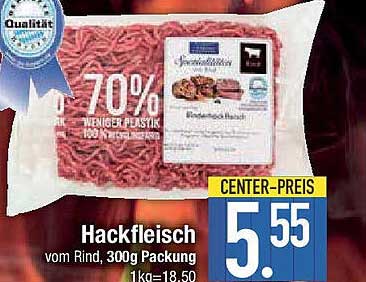 Hackfleisch vom Rind, 300g Packung