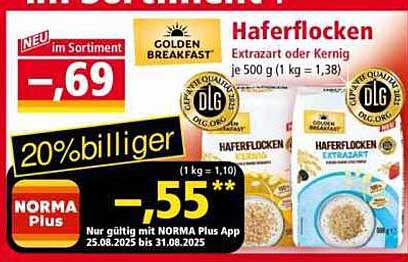 Haferflocken Extrazart oder Kernig 500 g